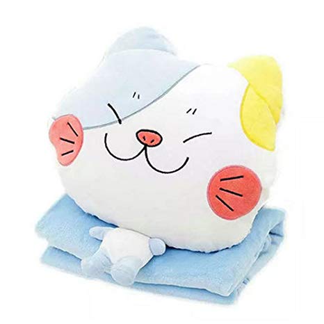 Alpacasso 4 in 1 Cute Cartoon Plush Stuffed Animal Toys Throw Pillow Blanket Set with Hand Warmer Design. (E)