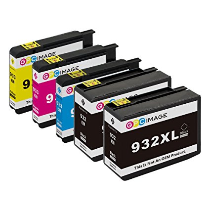 GPC Image 5 Pack Compatible Ink Cartridge Replacement for HP 932XL 932 XL 933XL 933 XL (2 Black, 1 Cyan, 1 Magenta, 1 Yellow) For HP Officejet Pro 7612 7740 6600 6100 7110 6700 7610 7510 Printers