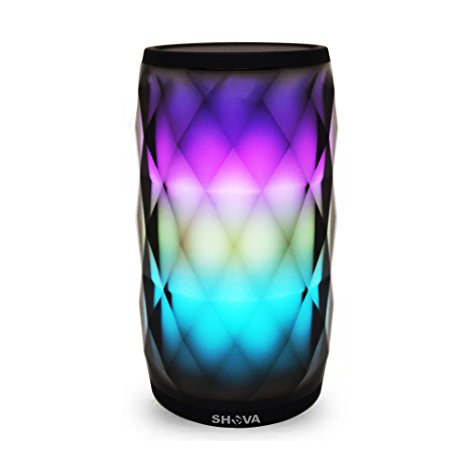Wireless Bluetooth Speaker with LED Lights, SHAVA Portable Bluetooth Speaker with Strong Bass for Indoor/Outdoor, Built-In Mic, MicroSD, USB, Aux Inputs with 7 hrs Playtime (Acrylic Brown)