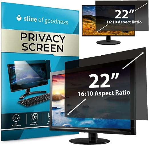 Slice of Goodness Computer Privacy Screen Filter for Widescreen Monitor - Anti-Glare, Blue Light Reduction, and Privacy Shield Protector - 22 Inch 16:10 Aspect Ratio