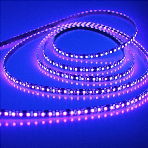 Alarmpore(TM) 16.4ft 3528 SMD UV Purple Ultraviolet 395-405nm 600Leds LED Flexible Strip Rope Waterproof Black PCB Light lamp 12V DC