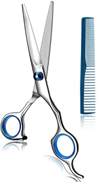 Coolala Stainless Steel Hair Cutting Scissors 6.5 Inch Hairdressing Razor Shears Professional Salon Barber Haircut Scissors, One Comb Included, Home Use for Man Woman Adults Kids Babies