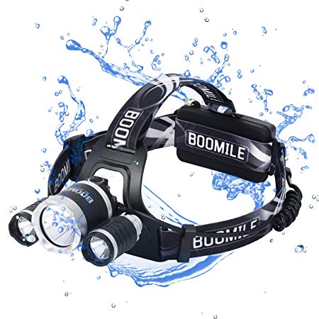 Boomile Headlamp, LED Headlight, Camping, Outdoor Hiking and Walking (Black)