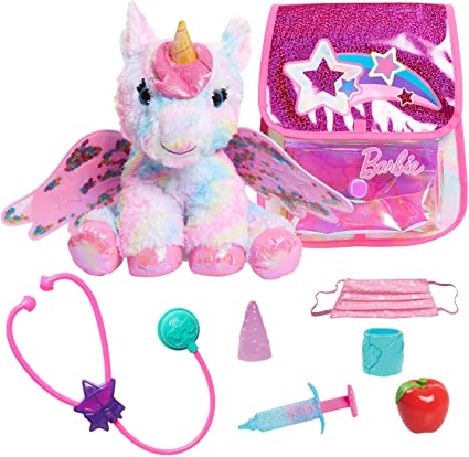 Barbie Dreamtopia Unicorn Doctor, Interactive Lights and Sounds Plush with Backpack, by Just Play