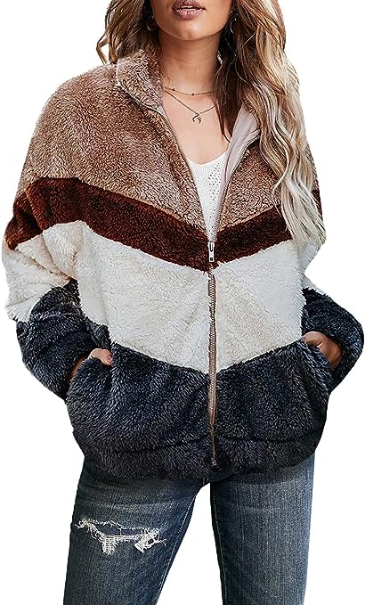 Dokotoo Womens 2023 Winter Full Zipper Sherpa Short Teddy Jackets Coats with Pocketed