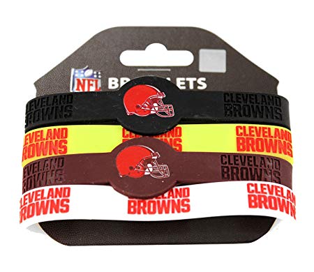 NFL Cleveland Browns Silicone Rubber Wrist Band Bracelet Charm Gift Set Of 4