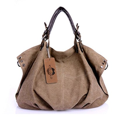 KISS GOLD(TM) European Style Canvas Large Tote/ Travel Bag/ Duffle Bag/ Shopping Bag, Size 22 '' X6.3'' X 14.2 ''