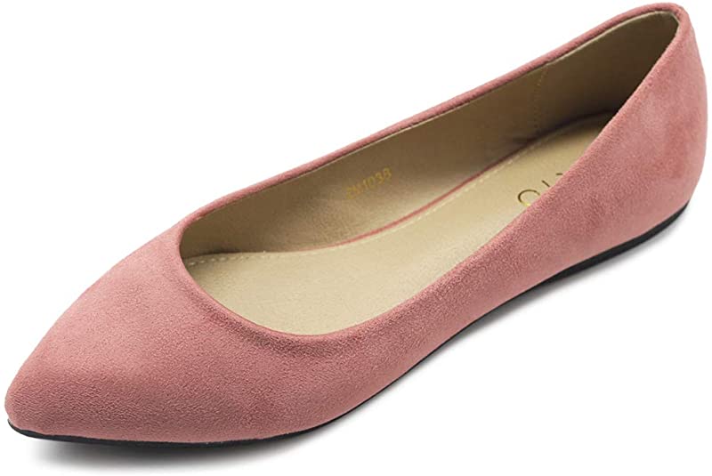 Ollio Women's Ballet Comfort Light Faux Suede Multi Color Shoe Flat