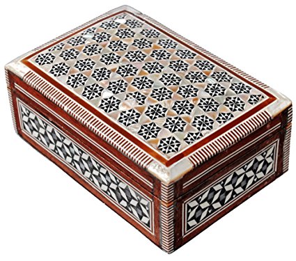 Jewelry Box Mother of Pearl - Egyptian Decorative Mosaic Jewelry Trinket Box - Convenient Inlaid Box for Jewelry and Other Small Items – Ideal Trinket Box for Gifting a Loved One – CraftsOfEgypt