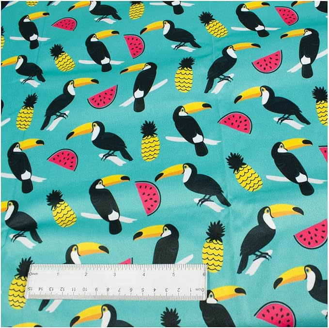 Polyurethane Laminate (PUL) Pre-Cut Fabric by The Meter. Waterproof and Breathable. Perfect for Cloth Diapers and Similar Projects. 1 Meter, Toucan Fruit