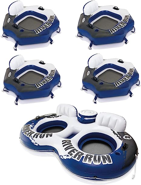 Intex River Run Connect Inflatable Water Raft (4 Pack)   2 Person Cooler Tube