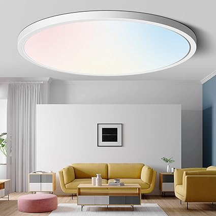 LED Flush Mount Ceiling Light Fixture, 12 inch 2800K/4000K/6500K Adjustable 24W Ceiling Lights, 3 Light Color Changeable Modern Ceiling Lamp for Bathroom Porch, Kitchen, Bedroom, Living Room, Hallway