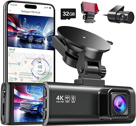 REDTIGER F7NP 4K Dual Dash Cam with 3M Mount