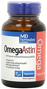 BioAstin Hawaiian Astaxanthin – MD Formulas OmegaAstin - 60 VEGAN soft gels –  Supports Cardiovascular & Neurological Health Naturally – A Super-Antioxidant Grown in Hawaii