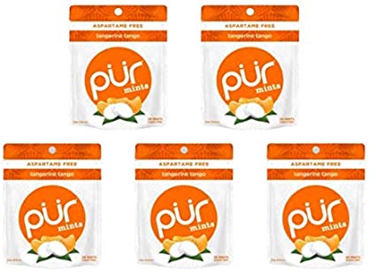 PUR 100% Xylitol Extra Strong Mints, Sugarless Tangerine Tango, Sugar Free + Aspartame Free, Vegan & Keto Friendly – Freshens Breath, Low Carb Pure Natural Flavoured Candy, 20 Pieces (Pack of 5)