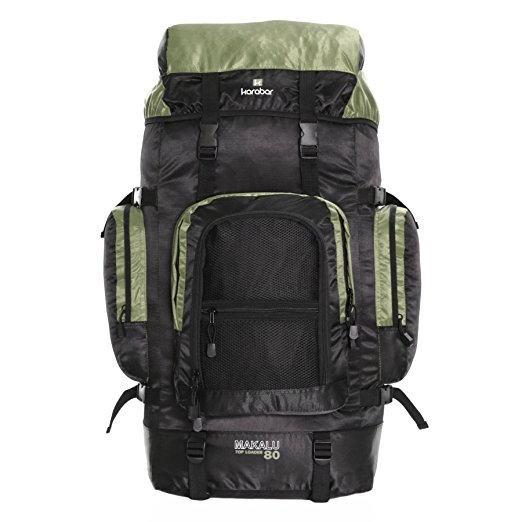 Karabar Makalu 80 Litres Travel Backpack, Black/Khaki