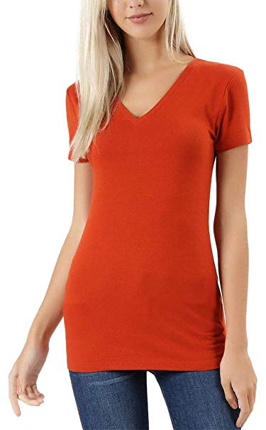 ToBeInStyle Women's Short Sleeve V-Neck Basic T-Shirt