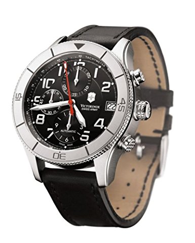 Victorinox Swiss Army Men's 241193 Ambassador Clous De Paris Black Leather Automatic Chronograph Watch