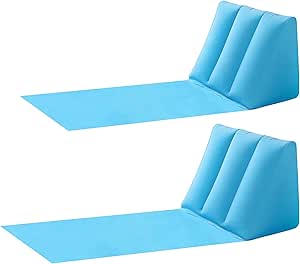 2 Pack Inflatable Beach Mat Lounge Chair - Flocking Camping Leisure Lounger Back Pillow - Portable Beach Reclining Lounger for Lawn Outdoors Camping Picnic Travel