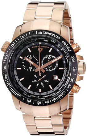 Swiss Legend Men's 10013-RG-11-BB World Timer Collection Chronograph Rose Gold-Tone Stainless Steel Watch