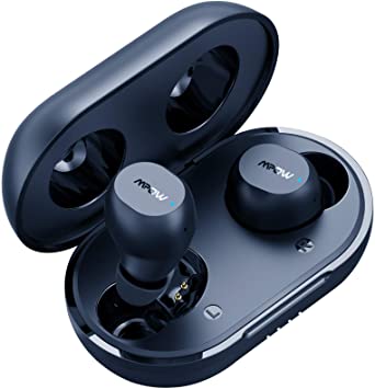 Wireless Earbuds, Mpow M12 Bluetooth Earbuds, Wireless Charging & USB-C Charging Case Bluetooth Headphones Wireless Earphones w/Mic, Bass Sound/IPX8 Waterproof/Touch Control/25 Hrs/Dual Modes, Blue