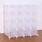 Vinsani Interlocking 16 Pairs Cube Shoe Organizer Rack Storage Display Stand In Colours (White)