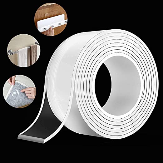 Submarine 3 meter Double Sided Tape Silicon Transparent Double Sided Tape Nano Gel Double Sided Heavy Duty Tape Heat Resistant Double Sided Tape Multipurpose Silicon Sided Sticky No Trace Anti-Slip