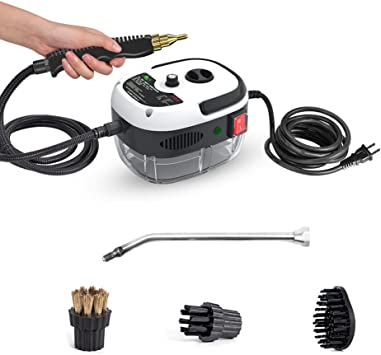 2500W Portable Handheld Steam Cleaner, High Temperature Pressurized Steam Cleaning Machine with Brush Heads for Kitchen Furniture Bathroom Car, US Plug 110V