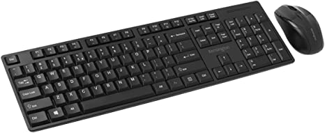 Kensington (K75230UK) Pro Fit Low-Profile Wireless Desktop Keyboard and Mouse, multimedia keys, ambidextrous, QWERTY layout, Black