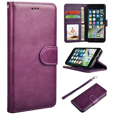 iPhone 7 Case, iPhone 8 Case, UrSpeedtekLive Wallet Case, Premium PU Leather Flip Case Cover with Card Slots & Kickstand for Apple iPhone 7 (2016) / iPhone 8 (2017) -Purple