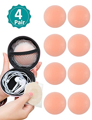 4 Pairs Women's Pasties, Nipple Covers Womens Reusable Adhesive Silicone Covers Invisible Breast Petal