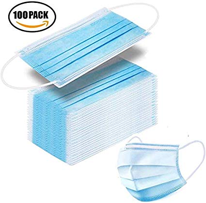 100 Pcs Disposable Surgical Mask Ear Loop Face Masks Medical Mask Germ Protection 3 Layer Surgical Dust Filter Earloop Mouth Cover-Blue
