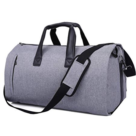 V-Vitoria Garment Bag Carry On Travel & Business Suit Bag with Shoulder Strap Duffel Weekender Bag with Shoes Pouch(Grey)
