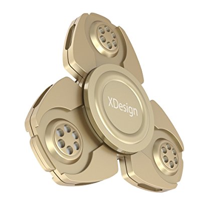 XDesign Tri-Spinner Fidget Focus Toy Stress Reducer for Kids and Adult [Premium Metal Frame] Easy Flick and Spin Figit Hand Finger Toys, Perfect for Class, Work, Home [Metal-Alloy Series] - Gold