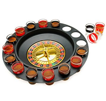 The Premium Drinking Roulette Game - 16 Shot Glasses, 2 Balls Set - Spinning Wheel - Ultimate Russian Play Party Casino Adult Fun - Great for Birthday, Bachelor, Family or Frat Party - Great Gift