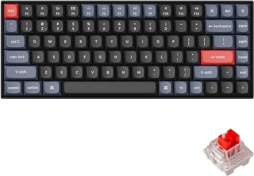 Keychron K2 Pro QMK/VIA Wireless Mechanical Keyboard, Hot-Swappable K Pro Red Switch with 75% Layout Custom Programmable Macro, RGB Backlight, PBT Keycaps Wired Keyboard for Mac Windows Linux