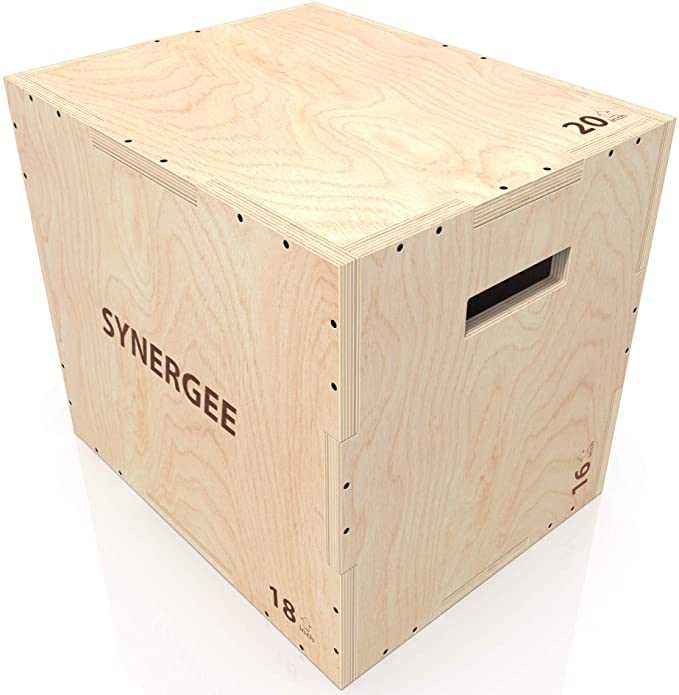 Synergee 3 in 1 Wood Plyometric Box for Jump Training and Conditioning. All in One Jump Trainer. Sizes 30/24/20, 24/20/16, 20/18/16, 16/14/12