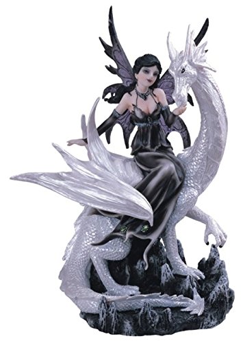 George S. Chen Imports Black Fairy Riding White Dragon Collectible Figurine Decoration Statue