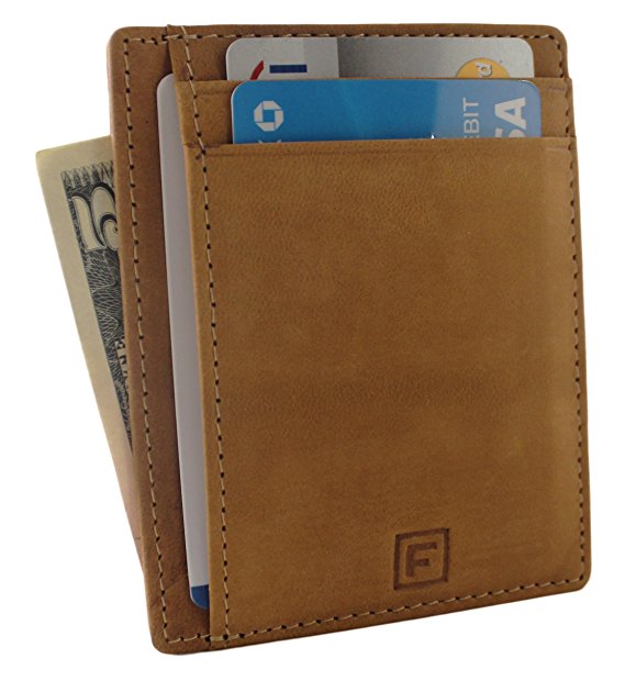 Flint RFID Minimalist Front Pocket Slim Wallet Genuine Leather