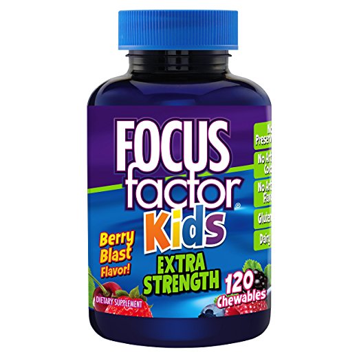 Focus Factor Kids Extra Strength Complete Vitamins: Multivitamin & Neuro Nutrients (Brain Function), Vitamin B12, C, D3, 120 Count, 60 Day Supply