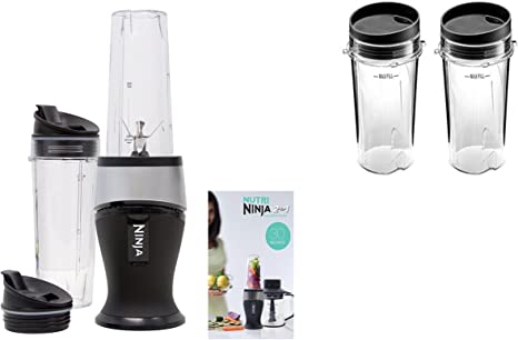 Fit Personal Blender Bundle 700-Watt (4) Four 16 Ounce To-Go Cups & Spout Lids & Recipe Book