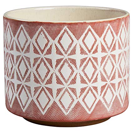 Rivet Modern Geometric Ceramic Planter, 6.5"H, Rose