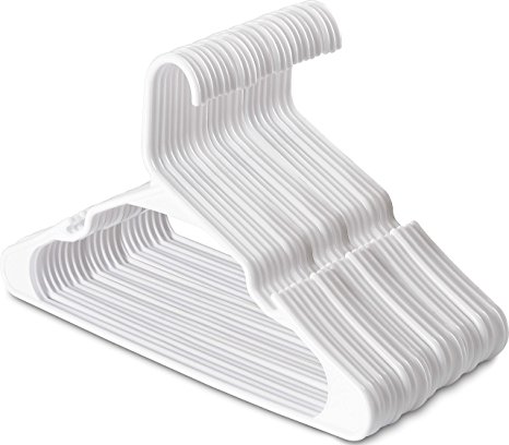 Zoyer Standard Plastic Hangers - 50 Pack - Durable and Strong - White