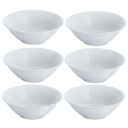 Lifver 13-oz Porcelain Dessert/Soup/Noodle Bowl for kids, Natural White,Set of 6