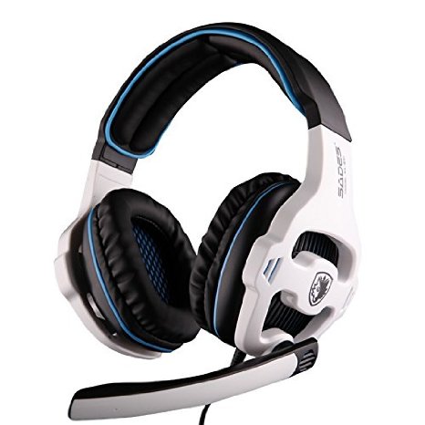 SADES SA810 Gaming Headphone Headset For Computer Gamer 35mm Plug Stereo Deep Bass Earphone With Mic White Color By Afunta