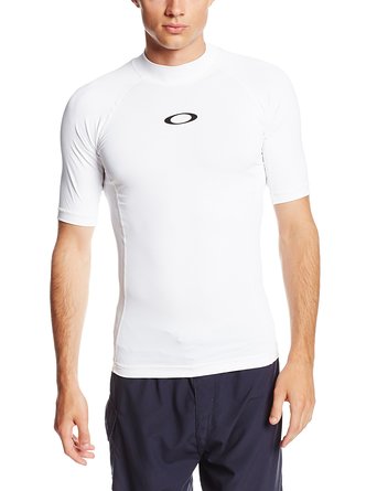 Oakley Men's Short Sleeve Pressure Rashguard, White, XX-Large