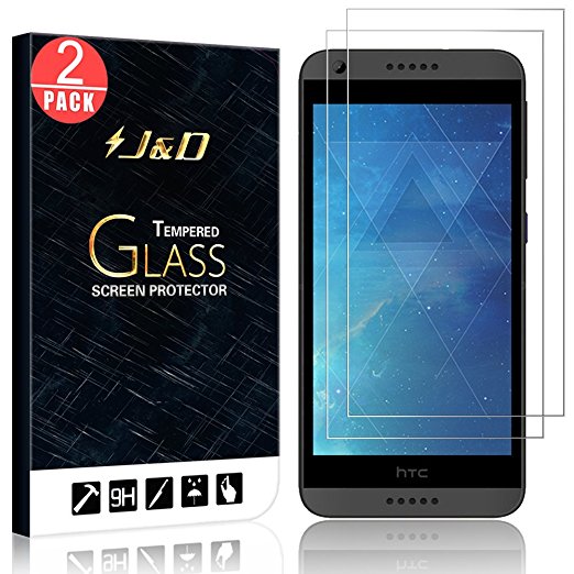 [2-Pack] HTC Desire 555 Screen Protector, J&D Glass Screen Protector [Tempered Glass] HD Clear Ballistic Glass Screen Protector for HTC Desire 555, HTC Desire 530, HTC Desire 550, HTC Desire 630