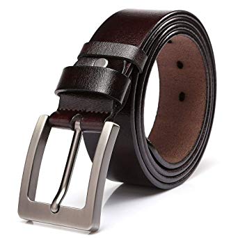 KeeCow Mens Leather Belt,100% Genuine Leather Belt for Men,Great for Suits/Jeans/Casual and Formal Wear,Suits Up To 44inch Waist,Black & Brown
