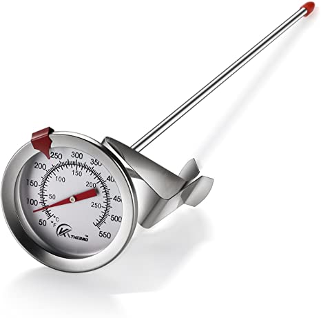 KT THERMO Deep Fry Thermometer With Instant Read,Dial Thermometer,12" Stainless Steel Stem Meat Cooking Thermometer,Best for Turkey,BBQ,Grill