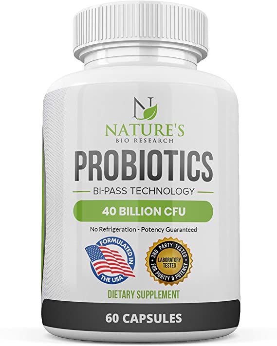 Probiotics for Women & Men – 40 Billion CFU - Probiotic with Lactobacillus Acidophilus & Prebiotics – Bi-Pass Technology - No Refrigeration - Potency Guaranteed – 60 Capsules